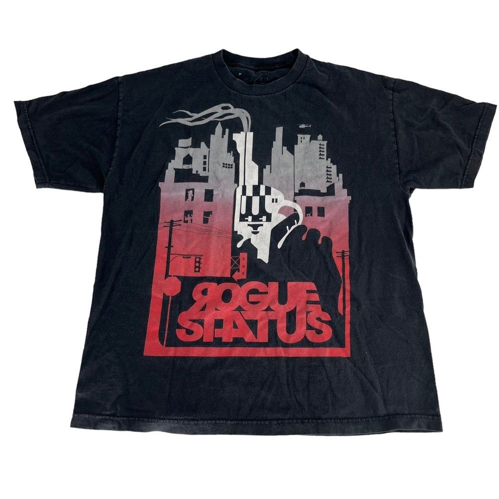 Rogue Status Shirt Mens XL Black Red Mafia All Over Print Double Sided Sided Gun